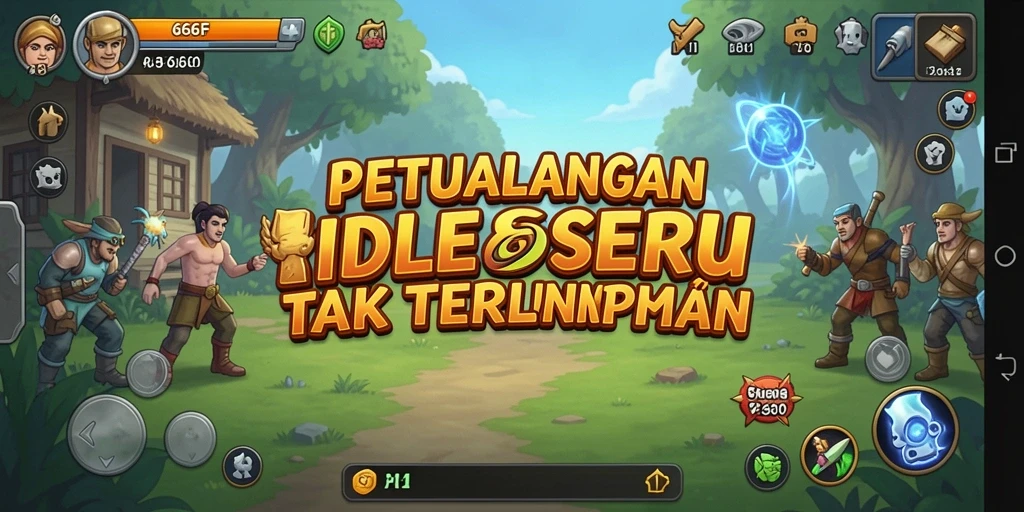 Tangkapan layar gameplay utama 666F yang menampilkan momen seru dalam permainan Idle.