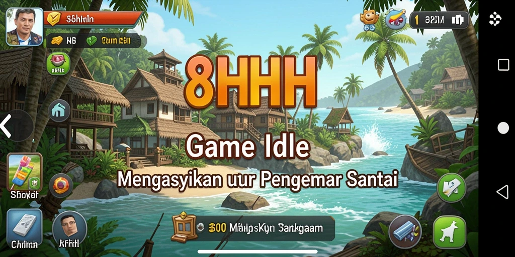 Tangkapan layar dari gameplay <strong>8HHH</strong> yang menunjukkan aktivitas pengumpulan sumber daya.
