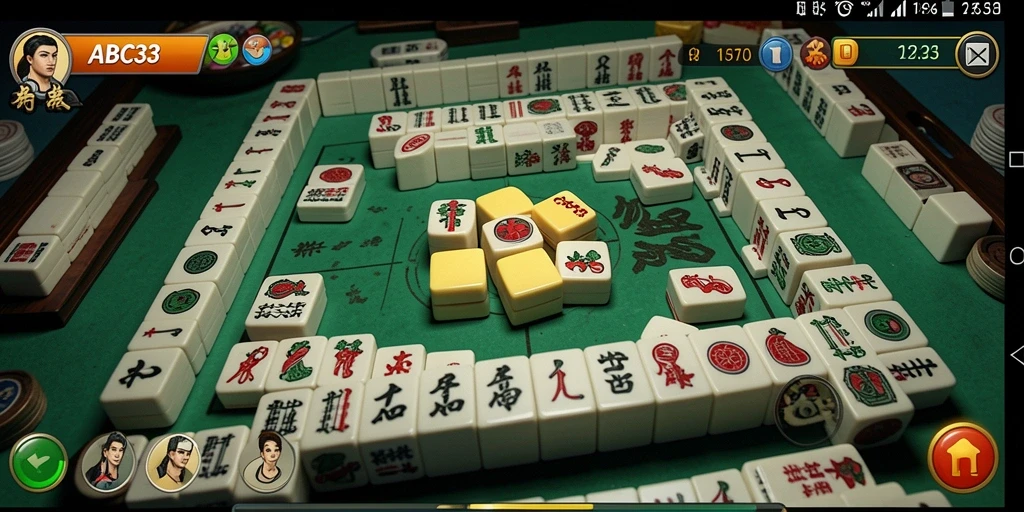 Tampilan gameplay nyata dari permainan Mahjong yang menarik dan menantang.