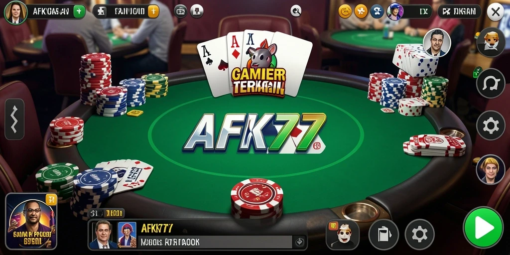 Tampilan gameplay Poker yang mendebarkan dalam AFK77.