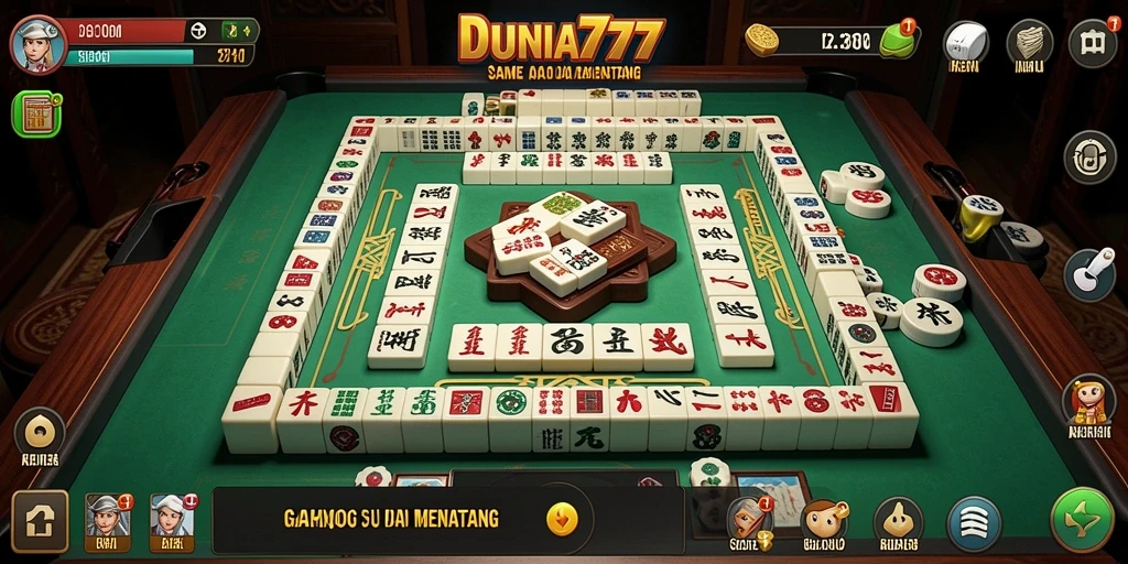 Tampilan gameplay seru dalam DUNIA777 yang menampilkan ubin Mahjong