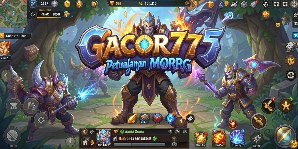 Screenshot GACOR777 menampilkan aksi pertarungan intens dalam dunia MMORPG.