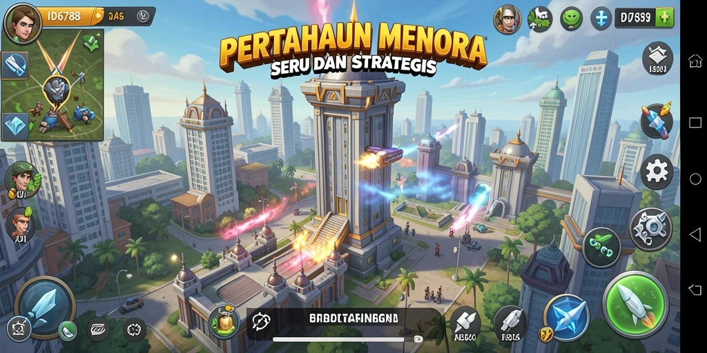 Tampilan menara yang strategis dalam gameplay Tower Defense ID6788.