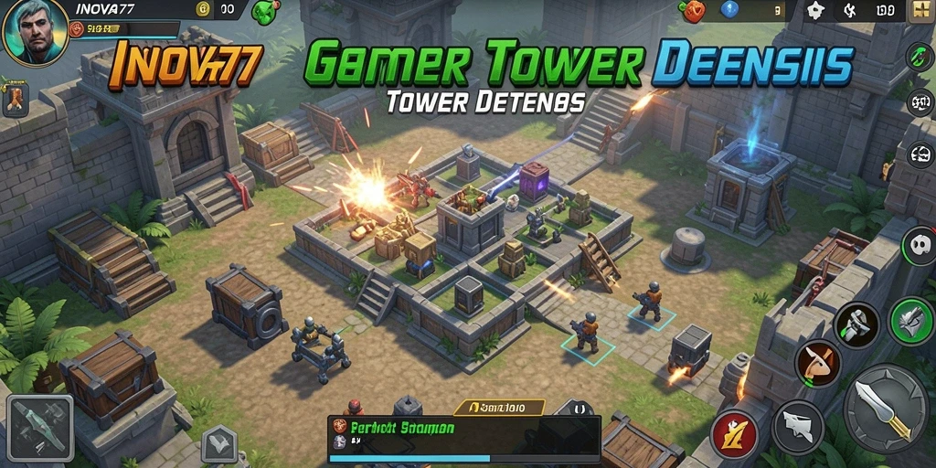 Gameplay strategis INOVA77 dalam Tower Defense yang intens.