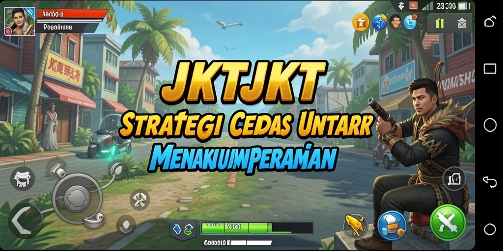 Screenshot dari gameplay JKTJKT yang menunjukkan strategi pertempuran.