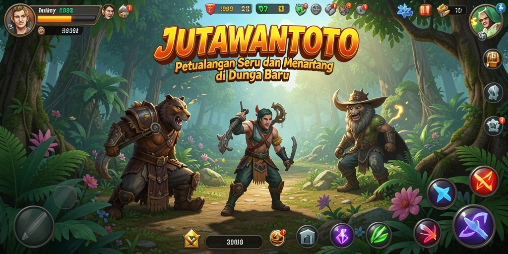 Tangkapan layar gameplay JUTAWANTOTO yang menunjukkan aksi petualangan.