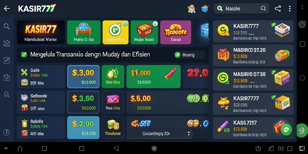 Tampilan screenshot KASIR777 menunjukkan gameplay transaksi yang efisien dan mudah.