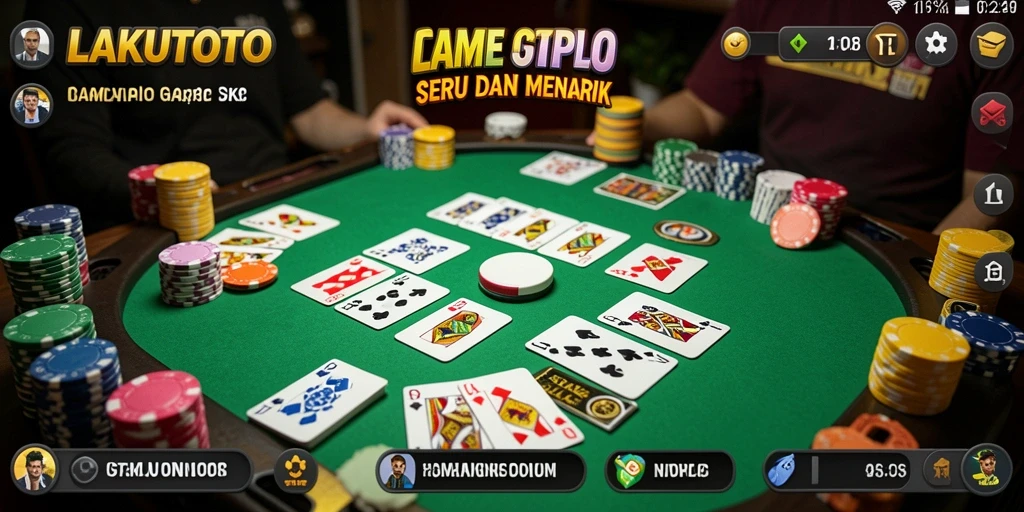 Screenshot game LAKUTOTO menampilkan gameplay Gaple yang seru.