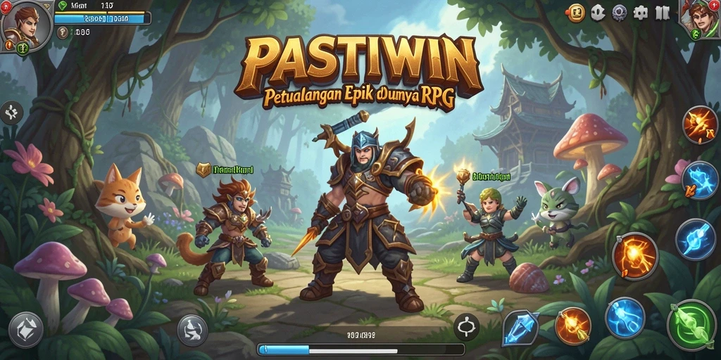 Tampilan gameplay PASTIWIN yang menampilkan pertarungan epik dan karakter yang kuat.