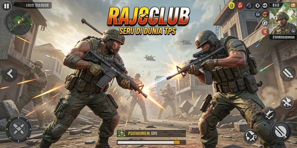 Gameplay aksi intens dalam RAJACLUB, menampilkan pertempuran seru.