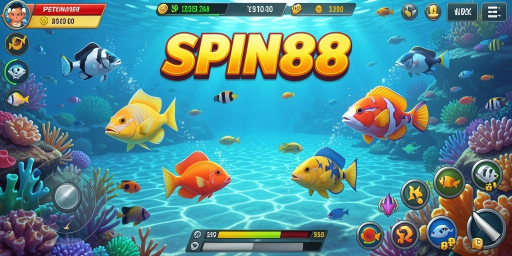 Screenshot gameplay SPIN88 yang menampilkan aksi Tembak Ikan yang mendebarkan.